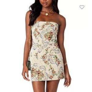 Floral Tapestry Lace Up Mini Dress